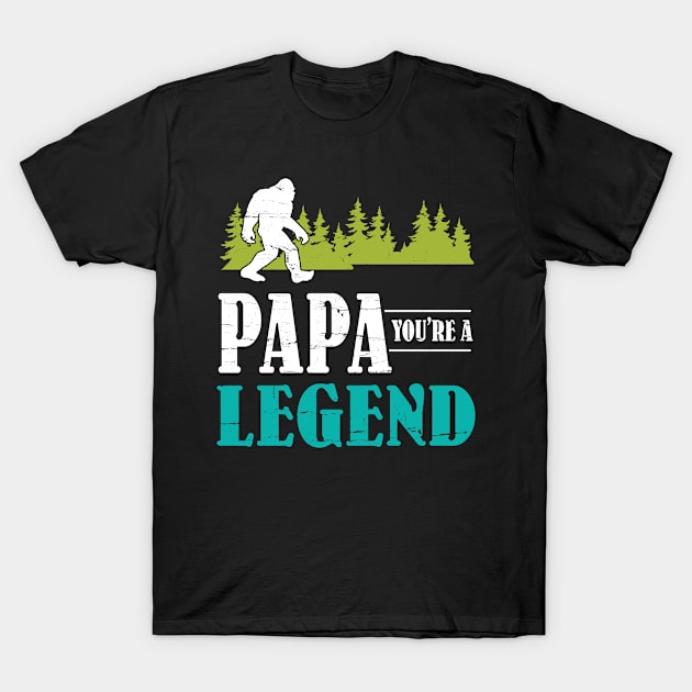 Papa Bigfoot You're A Legend Happy Father Parent Summer Independence Summer Day Vintage Retro T-Shirt by DainaMotteut